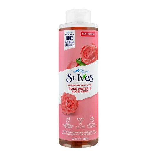 ST'IVES BODY WASH ROSE WATER & ALOE VERA 650ML