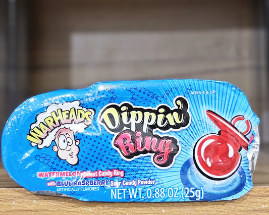 Warheads Dippin Ring 25gm Watermelon with Blue Rasberry Sour Candy Powder