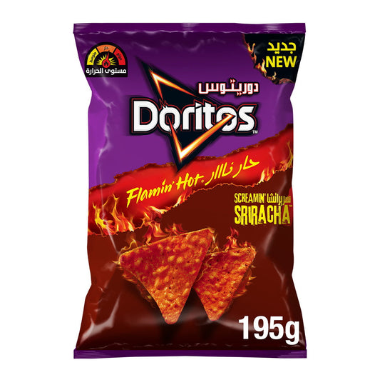 Doritos Flamin' Hot Screamin Sriracha Spicy and Crunchy Nachos Tortilla Chips 195 g