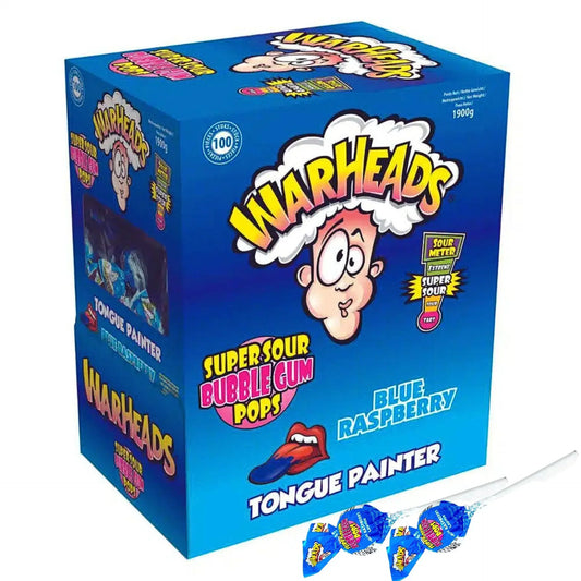 Warheads Super Sour Bubblegum Pops Blue Raspberry