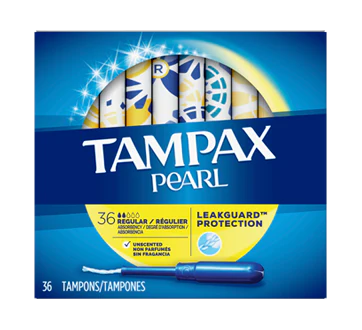 Pearl Plastic Tampons Regular Absorbency Unscented, 36 units