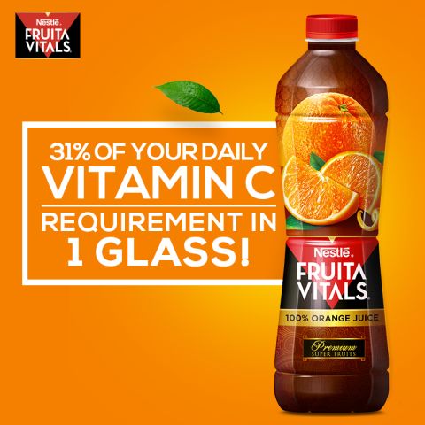 Nestle Fruita Vitals 100% Orange Juice, 1 Liter