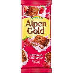 Alpen Gold milk chocolate with strawberry yogurt filling 80g