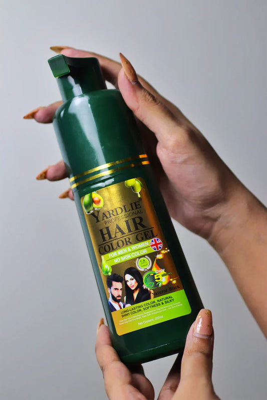 Yardlie Natural Black Hair Color Gel Shampoo with Natural Extracts 100% Grey Coverage 200ml