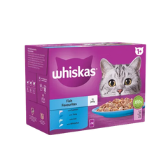 Whiskas 1+ Fish Favourites Adult Wet Cat Food Pouches in Jelly 12 x 85g