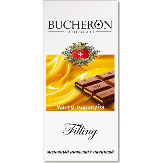 Bucheron Filling Chocolate with Mango-Passion Fruit Filling 85g