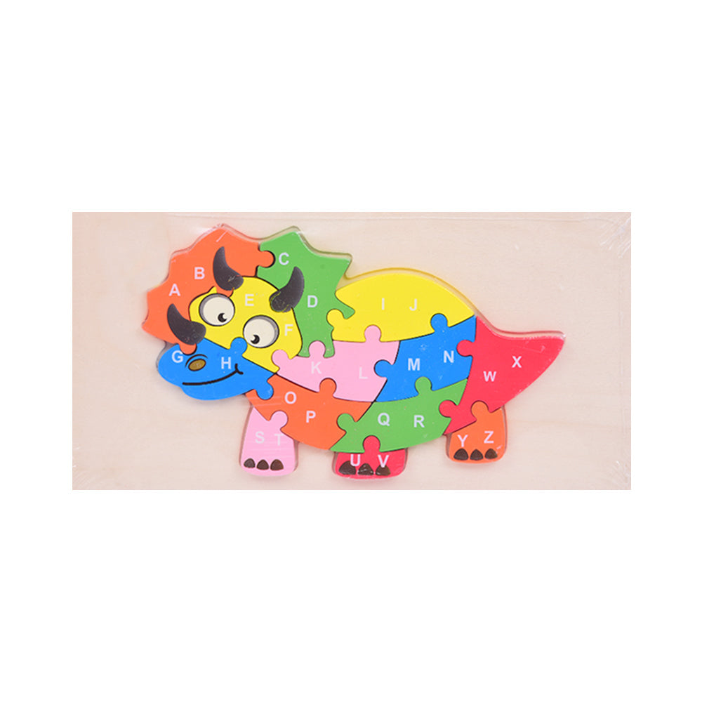WOODEN PUZZLE BOARD ABC TRICERATOPS Z.B