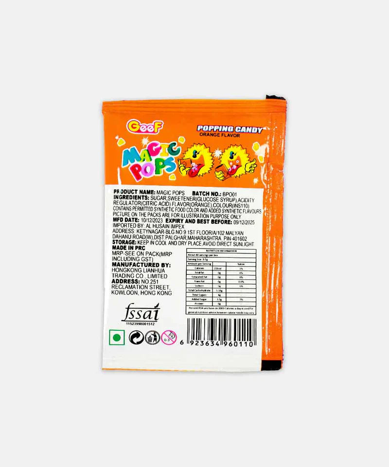 MAGIC POPS POPPING CANDY ORANGE FLAVOR 5.5G