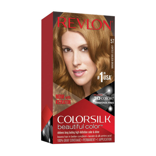Revlon Colorsilk Beautiful Color Permanent Hair Color, 57 Lightest Golden Brown, 1 kit Revlon Colorsilk Beautiful Color Permanent Hair Color, 57 Lightest Golden Brown, 1 kit