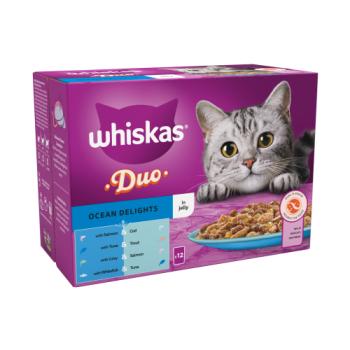 WHISKAS 1+ Duo Meaty Combos Adult Wet Cat Food Pouches in Jelly 12 x 85g