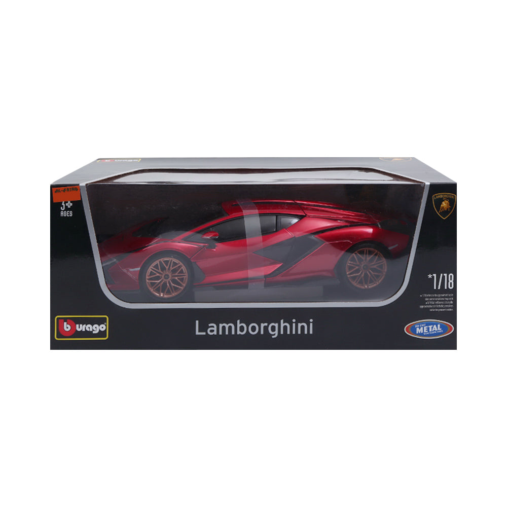 11046RD BURAGO DIE-CAST LAMBORGHINI SIAN FKP 37 CAR RED A.I