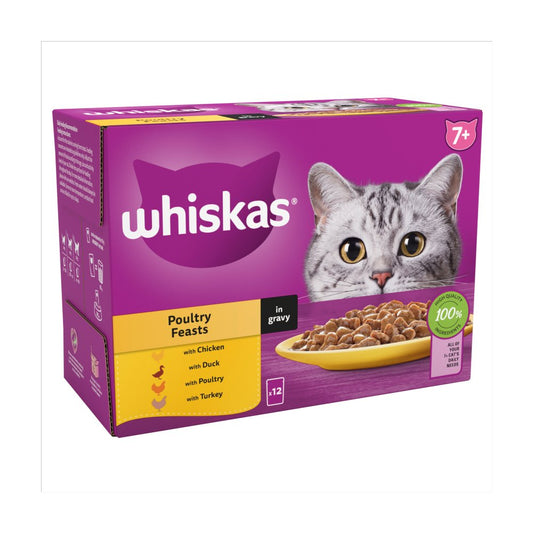 Whiskas Pouch 7+ Poultry Feasts Gravy 85g 12pk x 4
