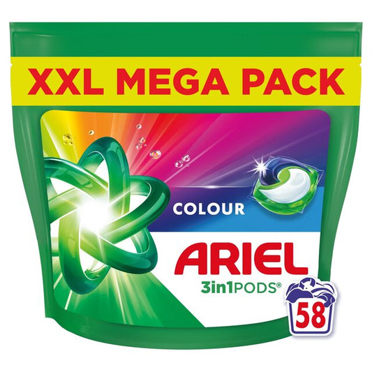ARIEL ALL IN 1 PODS COOL CLEAN COLOUR 58'S