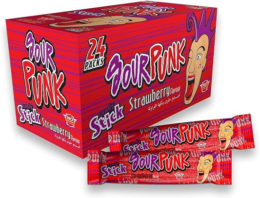 Sour Punk Stick  Candy Strawberry 50gm (24Pc)