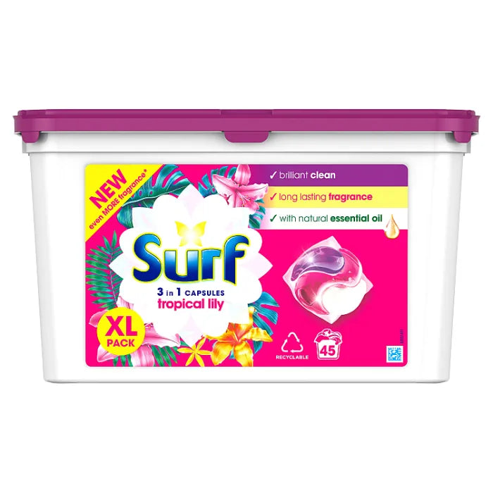 Surf Washing Capsules Tropical Lily 3 in 1 Capsules 45 washes, 778.5g