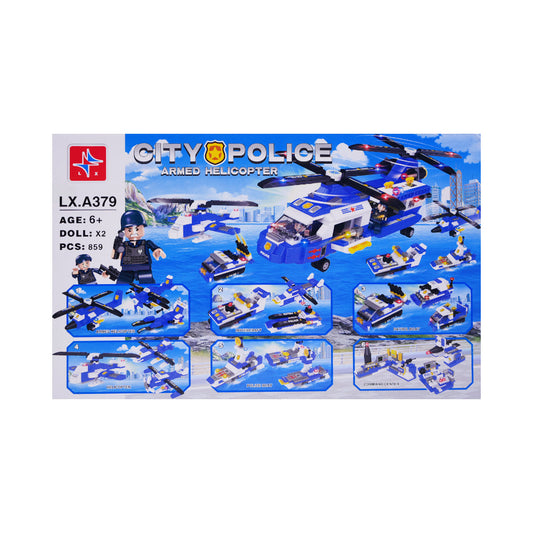 LX-A379 CITY POLICE HELICOPTER BLOCKS SET 859PCS