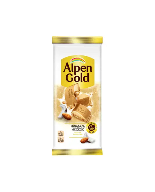 Alpen gold chocolate.85g White Almond/Coconut 1/21