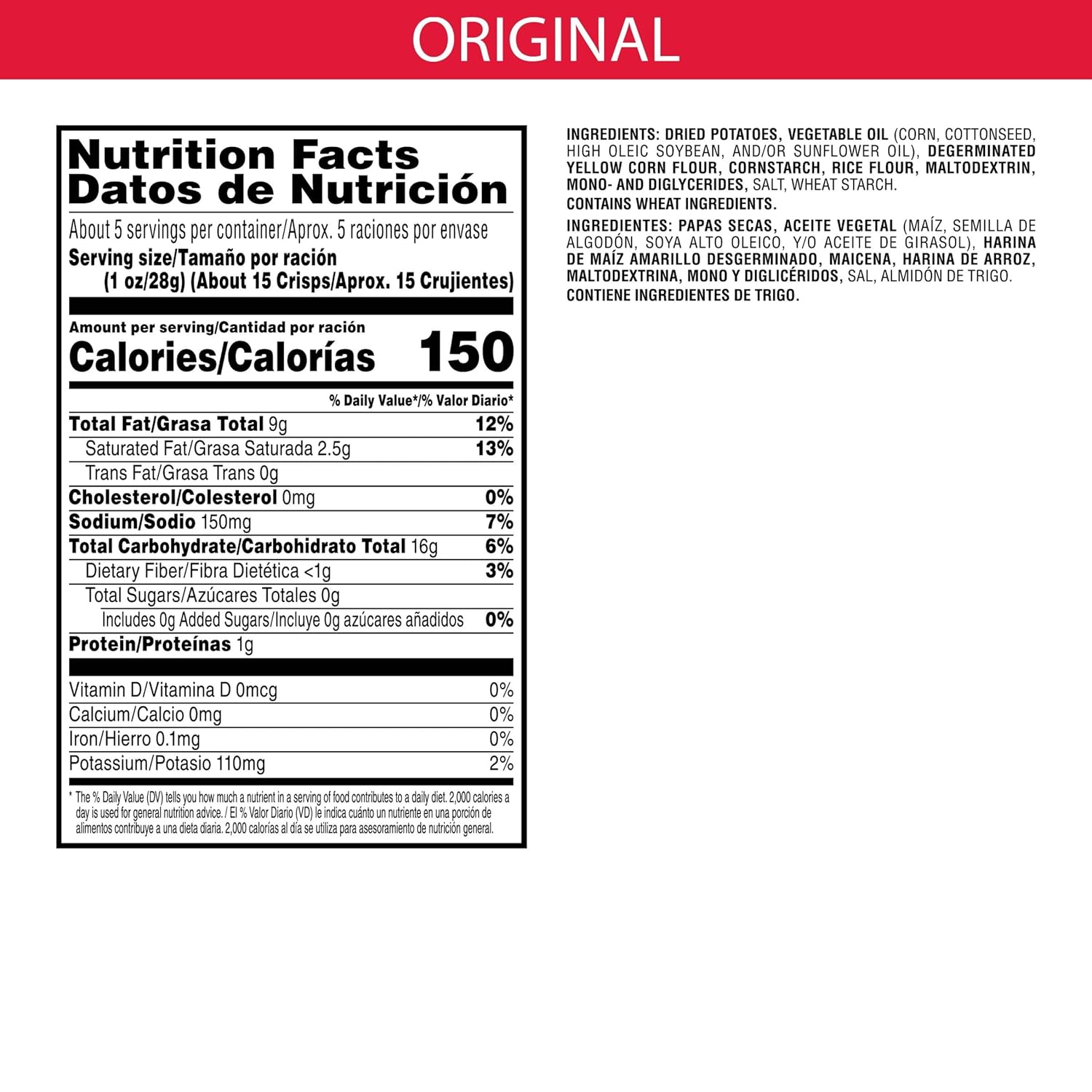 Pringles Original Potato Crisps, 149g