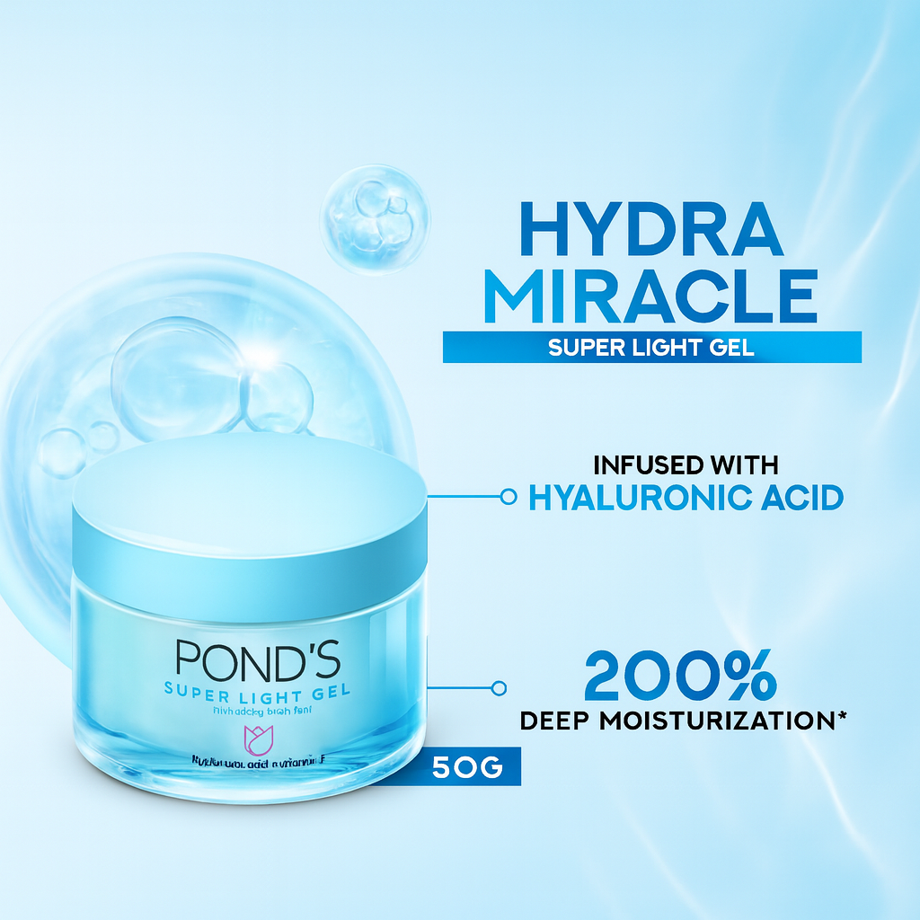 Pond's Super Light Gel, Hydrated Dewy Skin, 50g