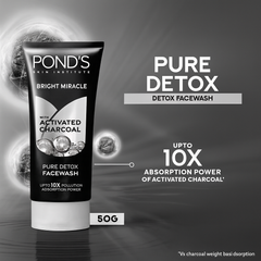 Pond's Bright Miracle Pure Detox Face Wash With Activated Charcoal, 50g