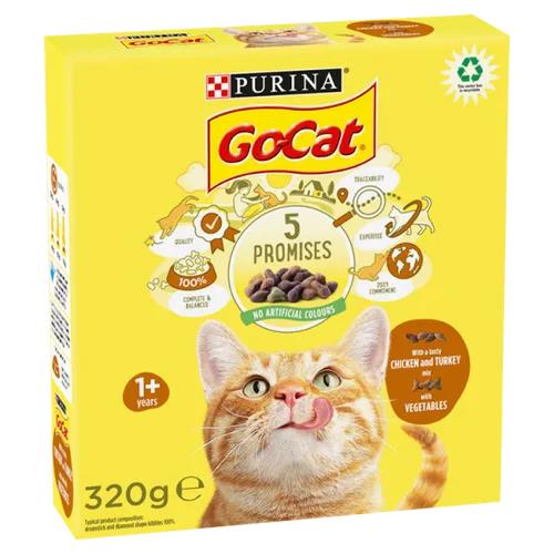 Go-Cat® with Chicken and Turkey mix with Vegetables Dry Cat Food 320g