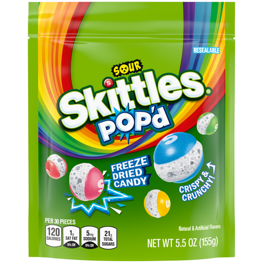 SKITTLES POP’d Sour Freeze Dried Candy 5.5OZ 155g