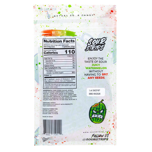 Sour Strips Watermelon Artificially Flavored Candy 96gm