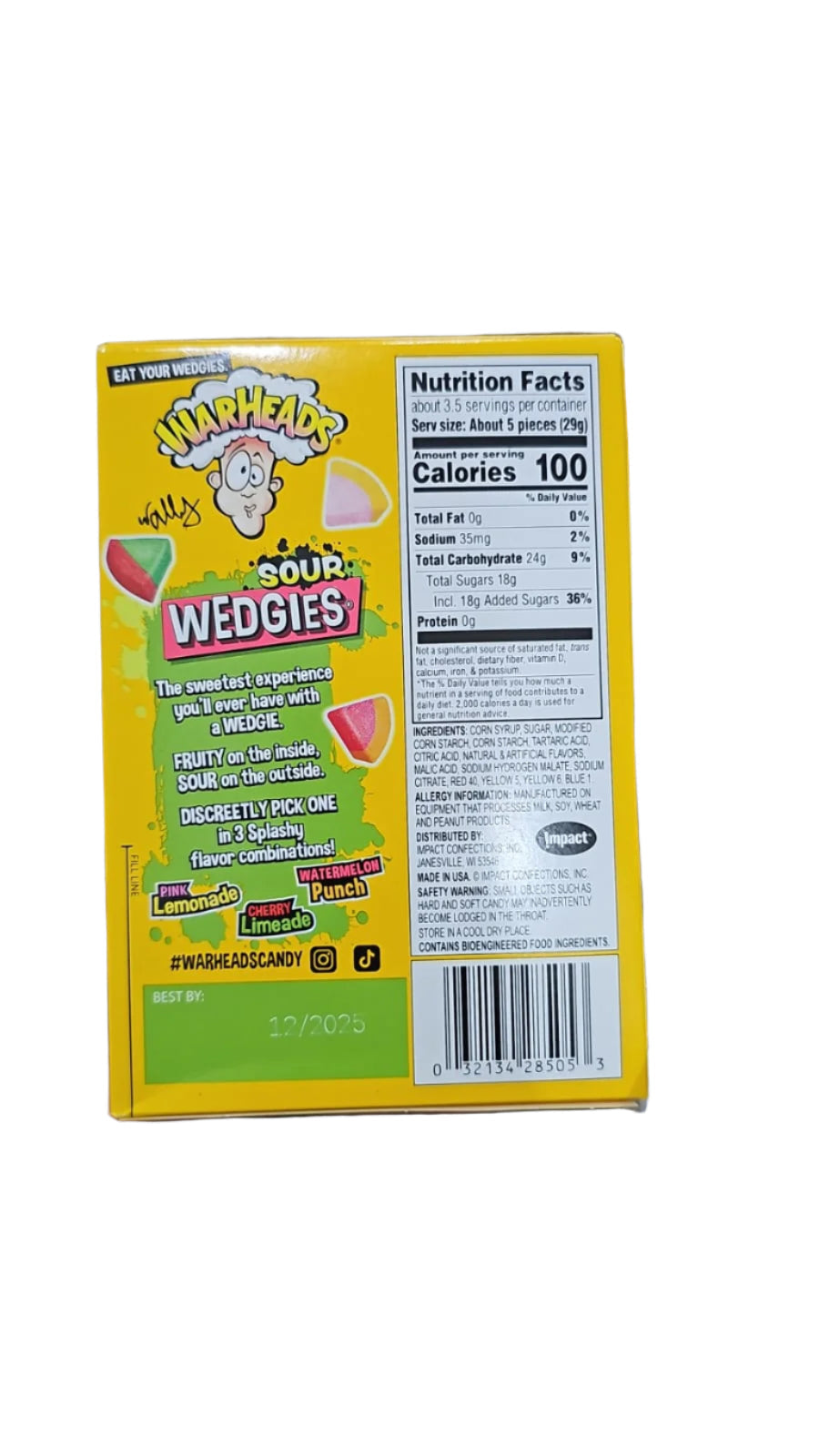 Warheads Uncomfortably Sour Wedges Candy, 99g