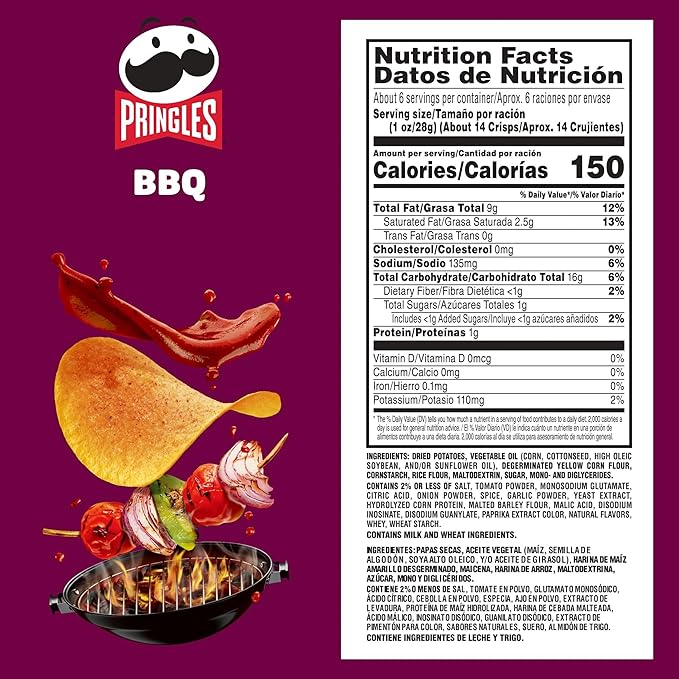 Pringles Potato Crisps BBQ Flavored - 158g