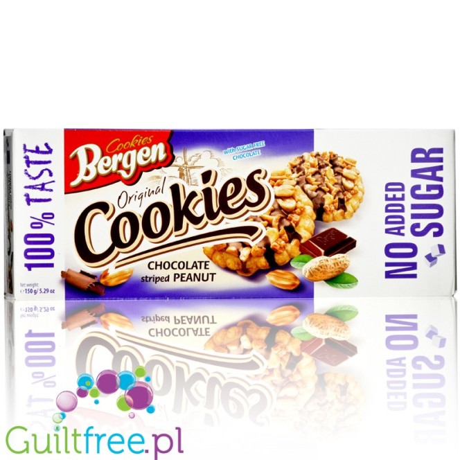 Bergen Sugar Free Chocolates Striped Peanut Cookies, 150g