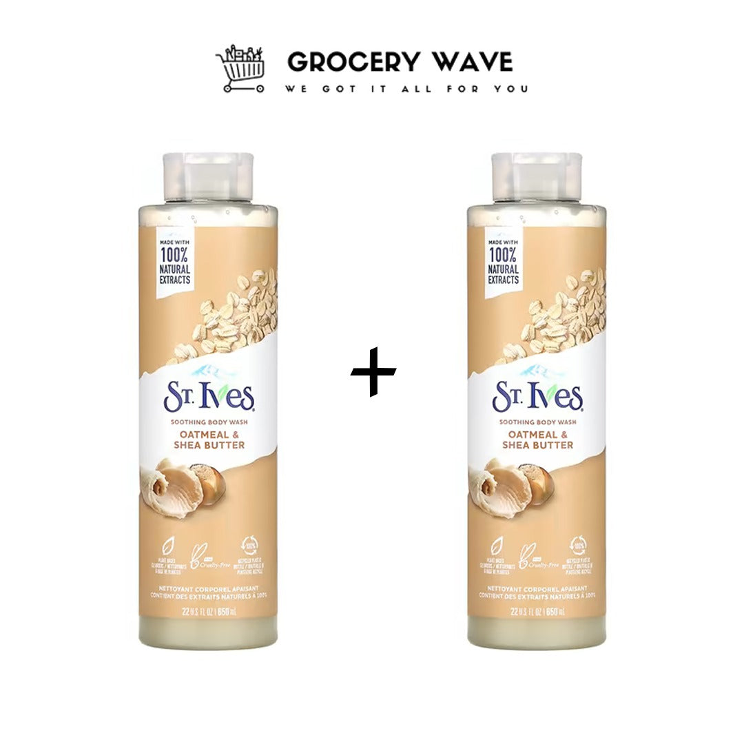 ST'IVES BODY WASH OATMEAL & SHEA BUTTER 650ML 1+1