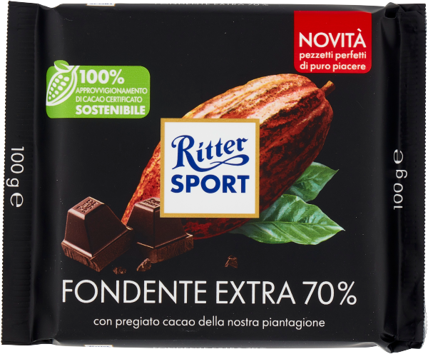 Ritter Sport Fine Extra Dark Chocolate 70percent 100g.