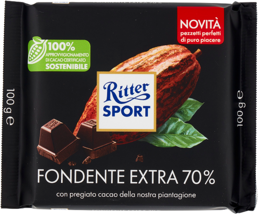 Ritter Sport Fine Extra Dark Chocolate 70percent 100g.