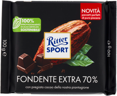 Ritter Sport Fine Extra Dark Chocolate 70percent 100g.