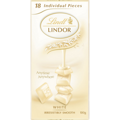 Lindt Lindor White 18 Individual Pieces Chocolate Block 100g