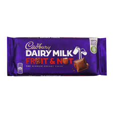 Cadbury Fruit & Nut Chocolate, 110g (Imported)