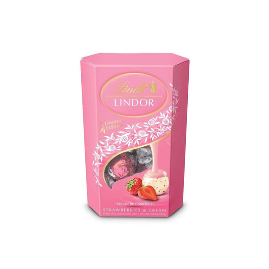 Lindt Lindor Strawberries & Cream Chocolate Truffles Box 200g