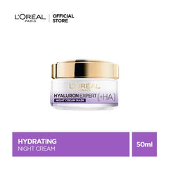 L'Oreal Paris Hyaluron Expert Replumping Moisturizing Care Night Cream Mask With Hyaluronic Acid, 50ML - Hydrating, Glass Skin
