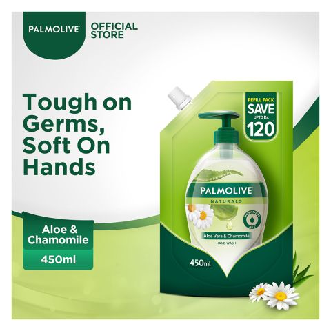 Palmolive Naturals Aloe Vera & Chamomile Liquid Hand Wash, Refill, 450ml, Pouch