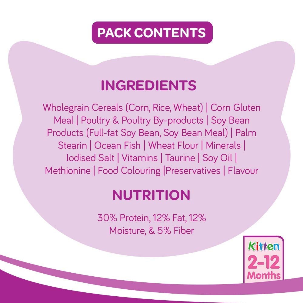 WHISKAS® Kitten Dry Food, Ocean Fish with Milk 480gm