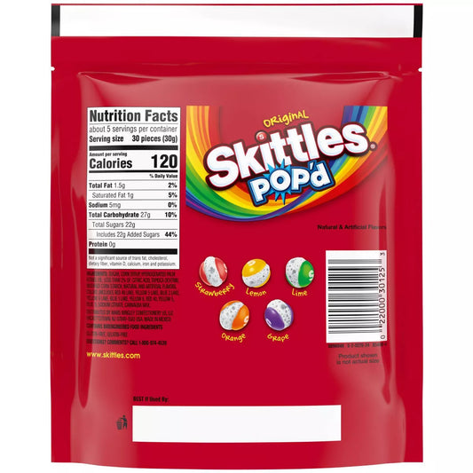 SKITTLES POP'd Originals Freeze Dried Candy, 5.5 Oz Resealable Candy Bag