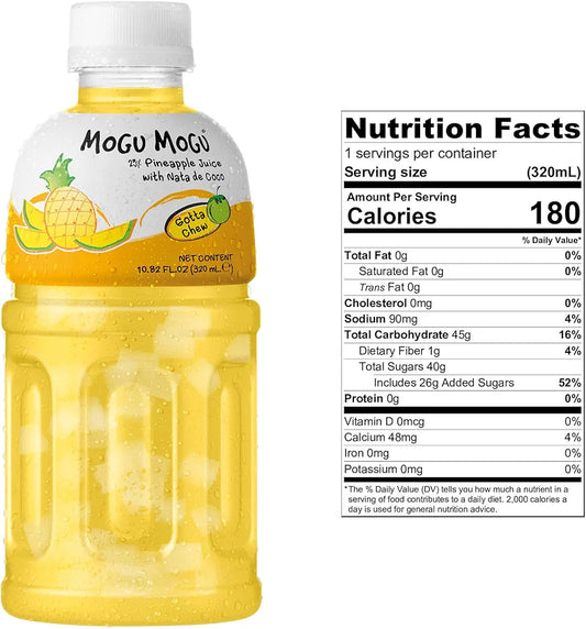 Mogu Mogu Pineapple Nata De Coco Juice, 10.82 Fl Oz (6 Bottles)