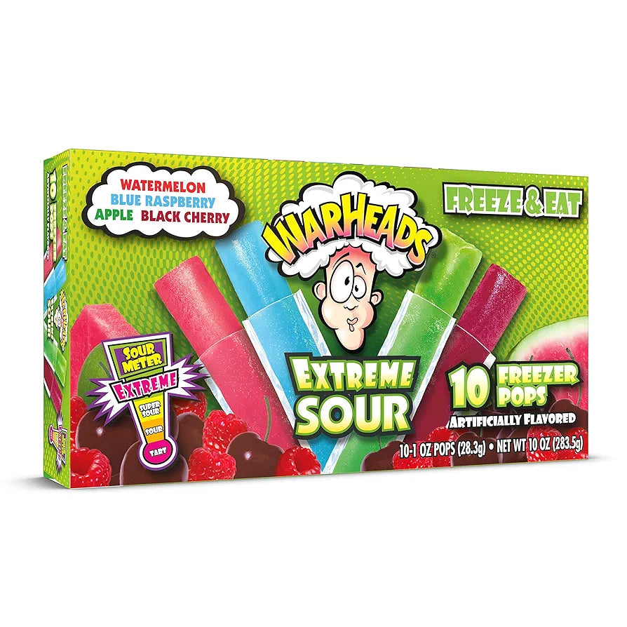 Warheads, Fat Free Freezer Pops, Assorted Flavors, Extreme Sour 283.5gm
