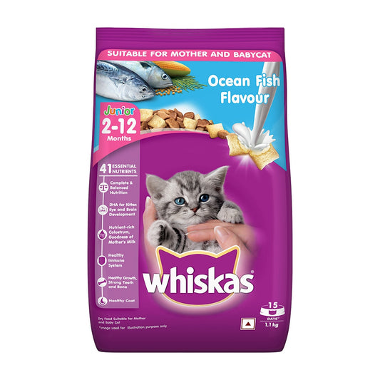 WHISKAS® Kitten Dry Food, Ocean Fish with Milk 480gm