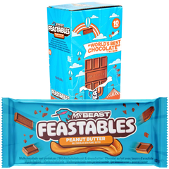 Feastables MrBeast Peanut Butter Bar Schokoladen-Tafel 10x 60g Pack of of 10 Bars 10 Slabs Box