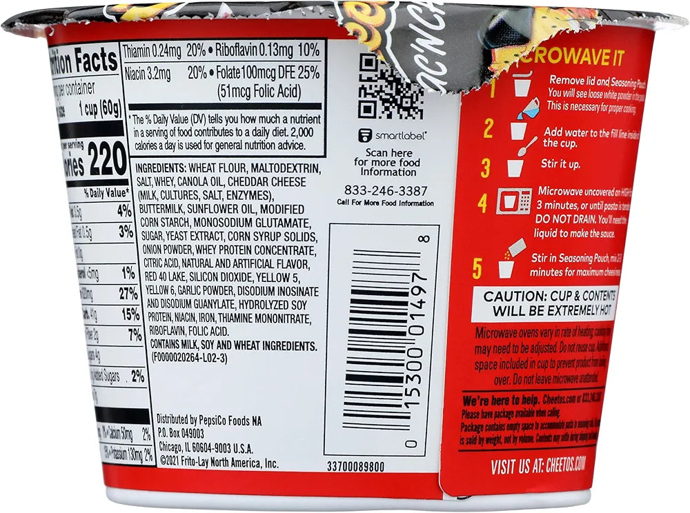 Cheetos MAC' N CHEESE Flamin Hot Flavor Pasta cup 60g