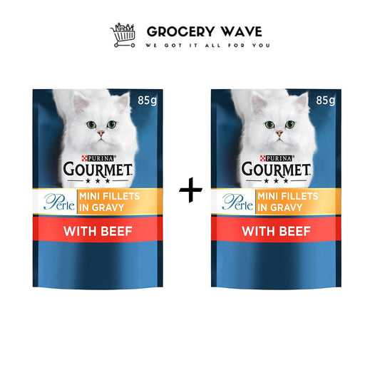 GOURMET Perle Mini Fillets in Gravy Beef Wet Cat Food 85g
